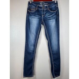 Ariya‎ Jeans Womens Blue Wash Skinny Jeans with Embellished Pockets Size 3/4